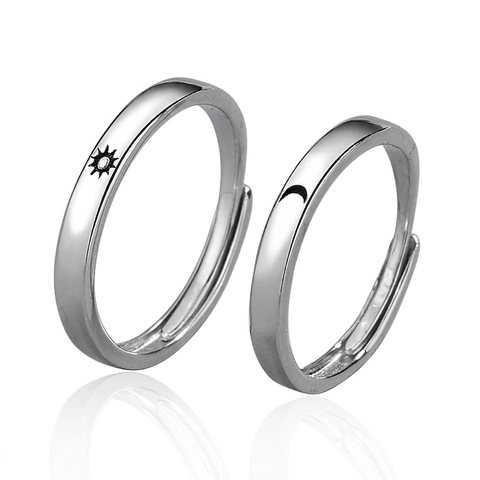 Sun Moon Paar Ringe Versilbert Verstellbare Öffnung Minimalistischer Romantischer Schmuck Geschenk Für Damen Herren
