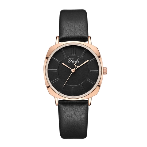 Women Quartz Watch Ultra Thin Alloy Case PU Leather Strap Simple Fashion Analog Wristwatch Elegant Dress Style For Girls