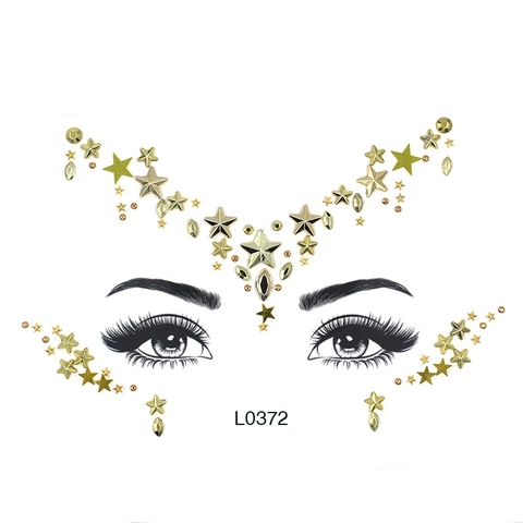 Gezicht Juwelen Strass Stickers Zelfklevend Acryl Diamant Lichaam Edelstenen Voor Festival Feest Make Up Decoratie
