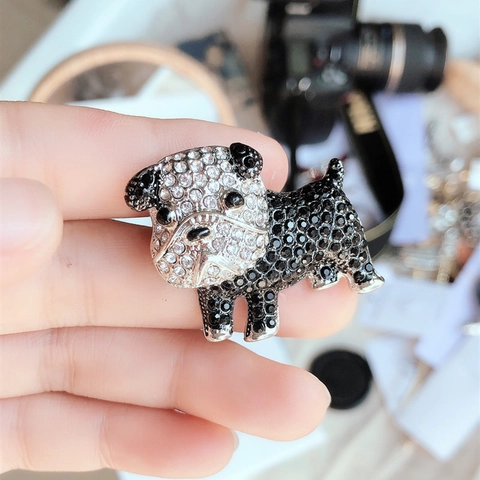 Cute Cartoon Dog Brooch Rhinestone Alloy Animal Lapel Pin For Women Suit Coat French Bulldog Poodle Pug Corgi Shapes