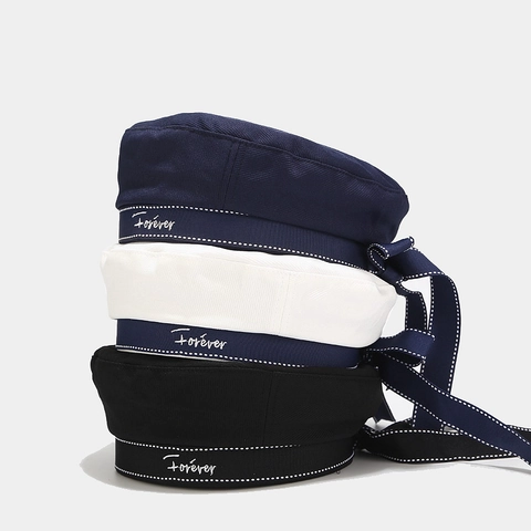 Berretto Di Cotone Alla Moda Da Donna Con Fiocco In Nastro Ricamo Forever Cappello Newsboy Retrò Traspirante