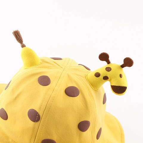 Kids Giraffe Bucket Hat Cotton 3D Animal Ears Horns Tail Polka Dot Cute Sun Protection For Baby Toddler Boys Girls