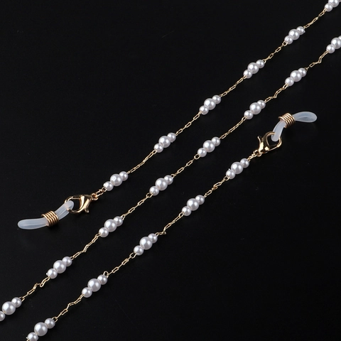 Catenella Per Occhiali Elegante Perla Artificial Lega Oro Cordino Antiscivolo Per Occhiali Da Sole E Da Vista Donna