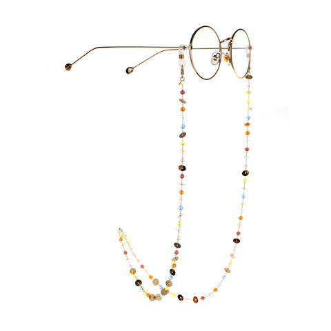 Glasses Chain Eyeglass Strap Colorful Crystal Beads Gold Metal Anti-slip Holder Neck Cord For Women Fashion Accessory