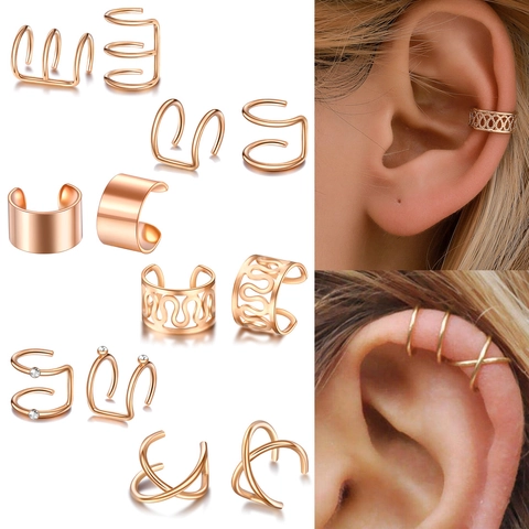 Stainless Steel Non Piercing Ear Cuffs Geometric Jewelry Ear Clips For Women Men Punk Gothic