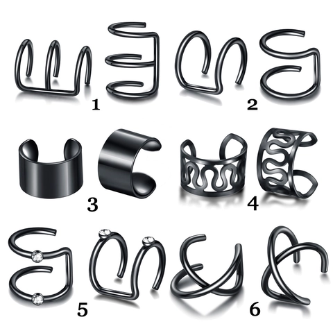 Stainless Steel Non Piercing Ear Cuffs Geometric Jewelry Ear Clips For Women Men Punk Gothic