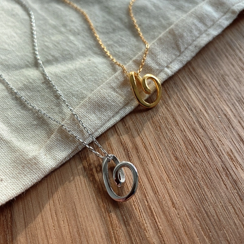 925 Sterling Silber Halskette Mit Abstraktem Wirbel Herz Anhänger Minimalistischer Chic Schmuck Für Damen Eleganter Stil