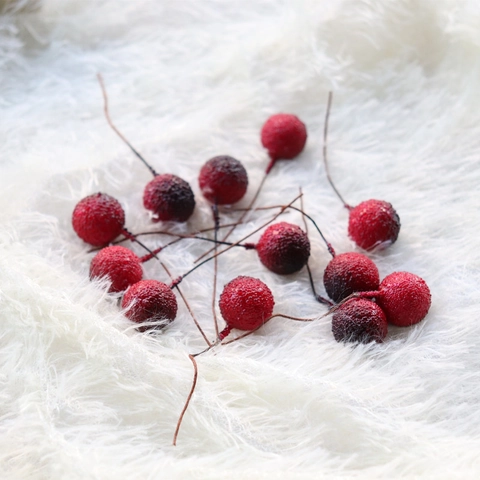 Künstliche Rote Myrica Beeren Mit Brauen Drahtstielen Für Weihnachtsdekoration Heimwerker Basteln Foto Requisiten Obst