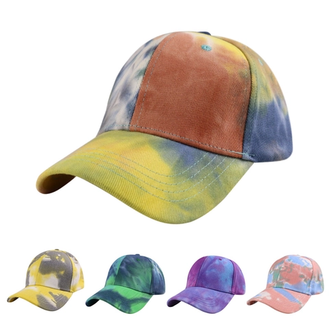 Tie Dye Baseball Cap Baumwolle Verstellbar Gebogene Krempe Sechs Panel Sonnenschutz Hut Outdoor Streetwear Unisex