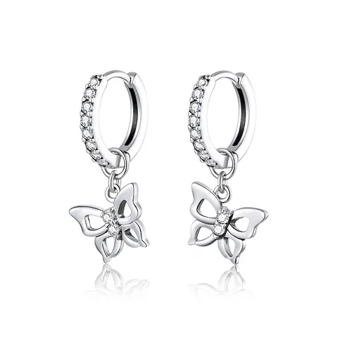 Vlinder Hanger Oorbellen In 925 Sterling Zilver Met Sprankelende Zirconia Holle Elegante Sieraden Voor Dames
