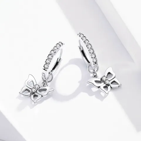 Vlinder Hanger Oorbellen In 925 Sterling Zilver Met Sprankelende Zirconia Holle Elegante Sieraden Voor Dames