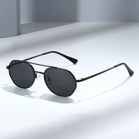 Gafas De Sol Poligonales Retro Montura Metálica UV400 Doble Puente Hexágono Hombre Mujer Conducir