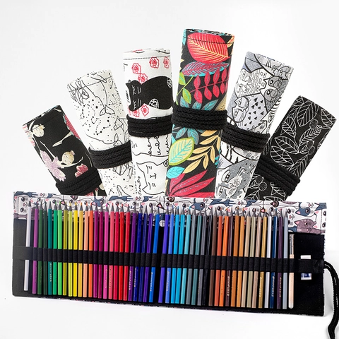 Estuche Enrollable De Lona Para Lápices Gran Capacidad Soporte Para Lápices De Colores Bolsa Envolvente Para Artista Dibujo Bocetos Papelería
