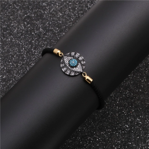 Evil Eye Geflochtenes Armband Kupfer Zirkonia Verstellbares Milan Seil Schmuck Für Damen Trendy Boho Charm