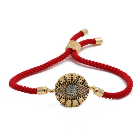 Evil Eye Geflochtenes Armband Kupfer Zirkonia Verstellbares Milan Seil Schmuck Für Damen Trendy Boho Charm