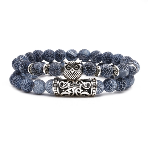 Bracciali Con Perline In Pietra Naturale Lega Animale Buddha Testa Di Leone Ciondoli Gioielli Stile Bohémien Per Uomini Donne