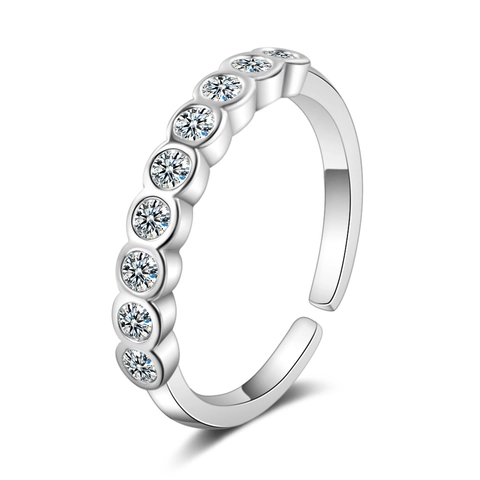 Minimalistische Kupfer Einreihige Strass Verstellbare Offene Ring Für Damen Elegante Zierliche Fingerring Modeschmuck Geschenk