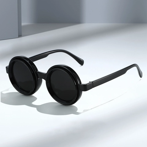 Gafas De Sol Polarizadas Redondas Montura PC Lente AC Protección UV400 Ajustable Estilo Punk Para Hombres Mujeres