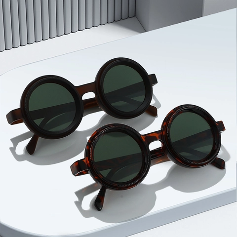 Gafas De Sol Polarizadas Redondas Montura PC Lente AC Protección UV400 Ajustable Estilo Punk Para Hombres Mujeres