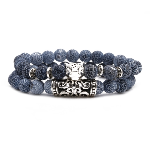Bracciali Con Perline In Pietra Naturale Lega Animale Buddha Testa Di Leone Ciondoli Gioielli Stile Bohémien Per Uomini Donne
