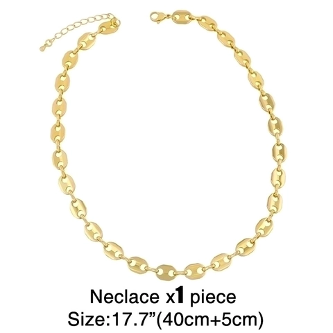 Coffee Bean Pig Nose Link Chain Necklace And Bracelet 18K Gold Plated Copper Hip Hop Retro Jewelry For Women