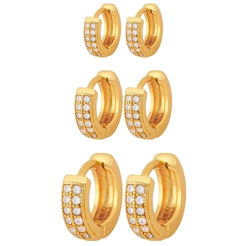 Orecchini Huggie Hoop Placcati Oro Rame Zirconia Cubica Scintillante Minimalista Gioielli Di Moda Per Donne