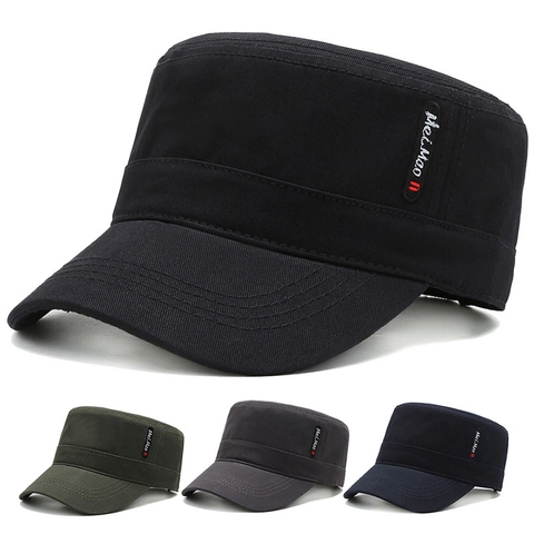 Militär Flache Kappe Für Herren Polyester Verstellbar Atmungsaktiv Sonnenschutz Lässiger Outdoor Sport Hut Mit Stickerei