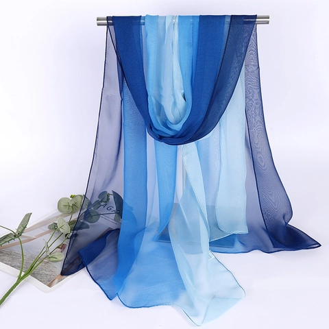 Sciarpa Lunga Sfumata Protezione Solare Leggera Sensazione Raso Georgette Sciarpone Moda Avvolgente Elegante Per Donna