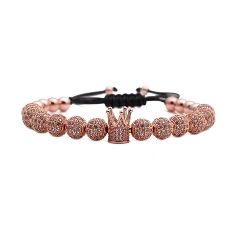 Kupfer Mikro Zirkonia Krone Geflochtenes Armband Für Damen Herren Verstellbare Kordel Gewebtes Armband Mode Handgewebter Schmuck Geschenk