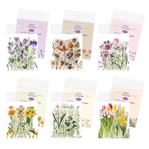 Adesivi In PET Trasparente Fiori Farfalla Impermeabile DIY Scrapbooking Diario Materiale Decorativo Natura Decalcomanie