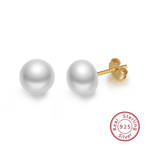 Natural Freshwater Pearl Stud Earrings With 925 Sterling Silver Earring Post Minimalist Elegant Jewelry For Women
