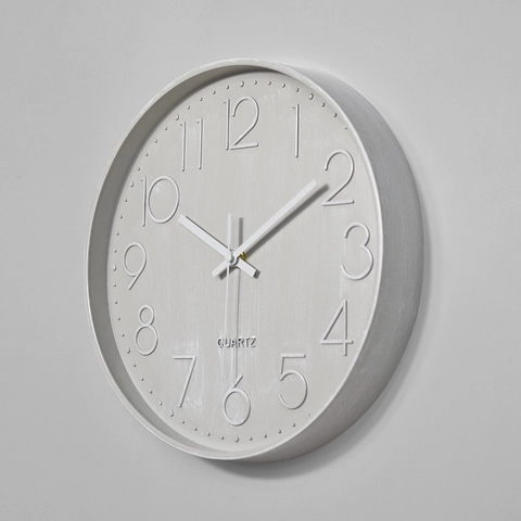 Orologio Da Parete Silenzioso Moderno Orologi Al Quarzo Appesi Rotondi Grandi Numeri In Rilievo Cornice Plastica Vetro Per Soggiorno