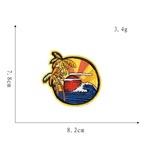 Retro Embroidered Waves Mountains Patches Iron On Cloth Applique Badges For Jackets Clothes Bags DIY Sewing Embellishments Craft