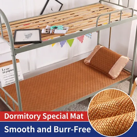 Tapis De Lit Frais D'été Fibre De Rotin Satin Glacée Respirant Pliable Lisse Surmatelas Pour Dortoir Étudiant Lit Simple