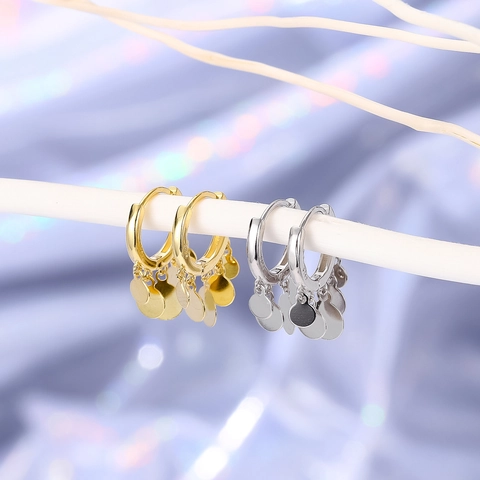 Minimalistische Oorringen Met Ronde Schijf Bedels Koper Met 925 Sterling Zilveren Oorsteker Geometrische Bungel Stijl