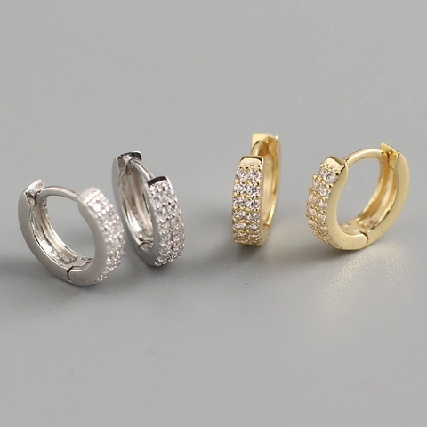 925 Sterling Silber Creolen Huggie Zirkonia Geometrisch Einfacher Modeschmuck Für Frauen