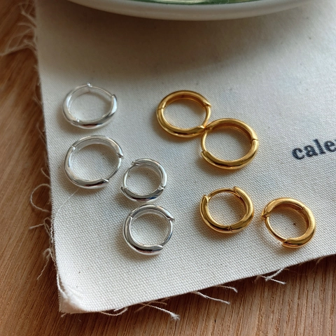 Orecchini A Cerchio Minimalisti Argento Sterling 925 Placcato Oro 18K Gioielli Cerchio Geometrico Tondo Donna