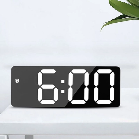LED Digitaler Wecker Spiegeloberfläche Desktop Multifunktional Thermometer Datumsanzeige Modernes Zuhause Schlafzimmer Büro Dekor