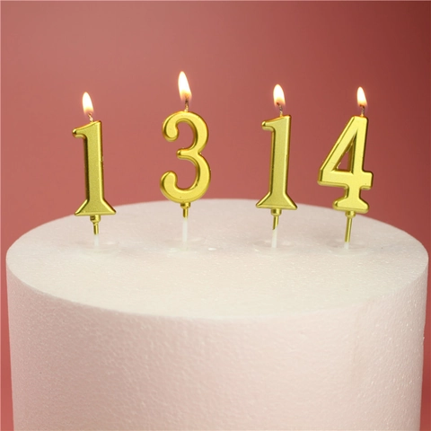 Gold Number Birthday Candle Metallic Paraffin Wax Cake Topper For Celebration Anniversary Wedding Party