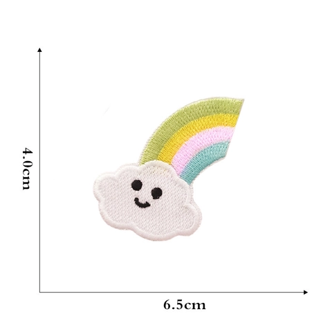 Écussons Brodés Arc-en-ciel Étoile Cœur Autocollants En Tissu Dessin Animé Auto-adhésifs À Repasser Appliques Pour Vêtements
