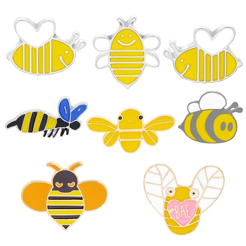 Set di Spille in Smalto a Forma di Ape Cartone Animato Spilla da Bavero in Lega a Goccia d'Olio Insetto Animale per Donna Accessorio Decorativo