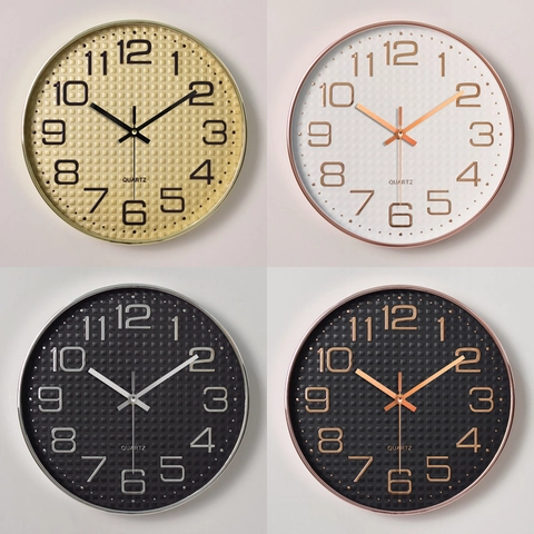 Modern Round Wall Clock Silent Quartz Movement 3D Large Numbers Plastic Frame Minimalist For Living Room Office