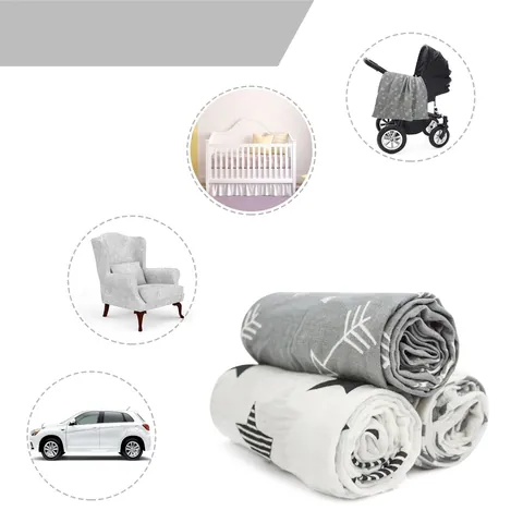 Baby Muslin Swaddle Blanket Organic Cotton Breathable Soft Receiving Wrap For Newborns Infants Cartoon Animal Pattern