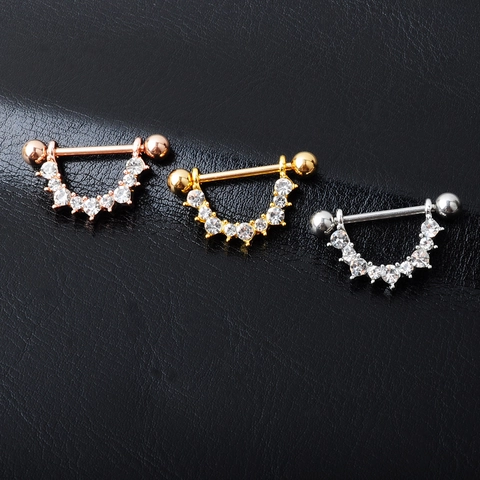 Anillos Para Pezón De Acero Inoxidable En Forma De U Colgante Diamantes De Imitación Joyería De Piercing Corporal