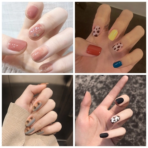 Full Cover Nail Stickers Waterproof Self-Adhesive Leopard Print Cow Pattern Glitter Nude Color DIY Manicure Wraps For Women