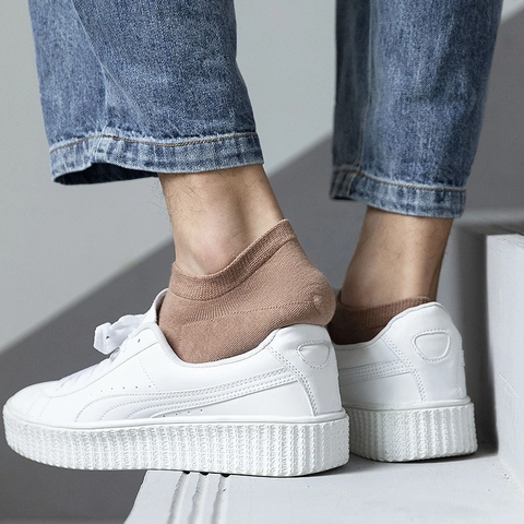 Men Low Cut Socks Cotton Blend Breathable Sweat Absorbent No Show Invisible Casual Athletic Solid Color
