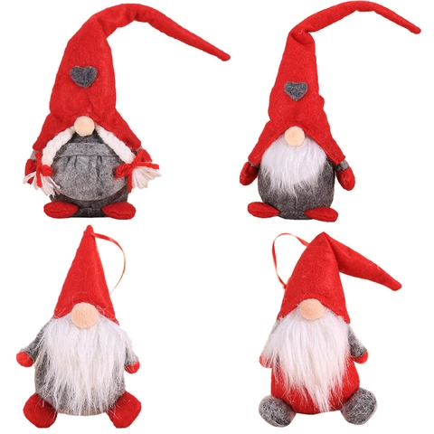 Decorazioni Natalizie Gnomo di Peluche Ornamento da Appendere Bambola Nordica Senza Volto Tomte per Albero di Natale Casa Festa