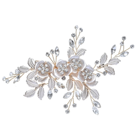 Braut Haarklammer Strass Künstliche Perle Legierung Blumen Blatt Hochzeit Accessoire Elegantes Kopfstück Für Frauen