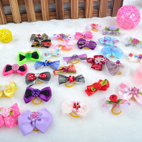 Lazos Para El Pelo De Mascotas Coloridos Nailon Cinta Accesorios De Aseo Para Perros Y Gatos Patrones Mixtos Flores De Resina