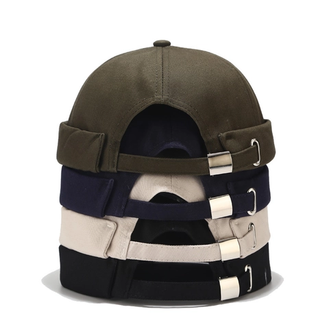 Retro Docker Hat Katoen Randloze Skull Cap Verstelbare Streetwear Vintage Stijl Miki Pet Voor Heren Dames